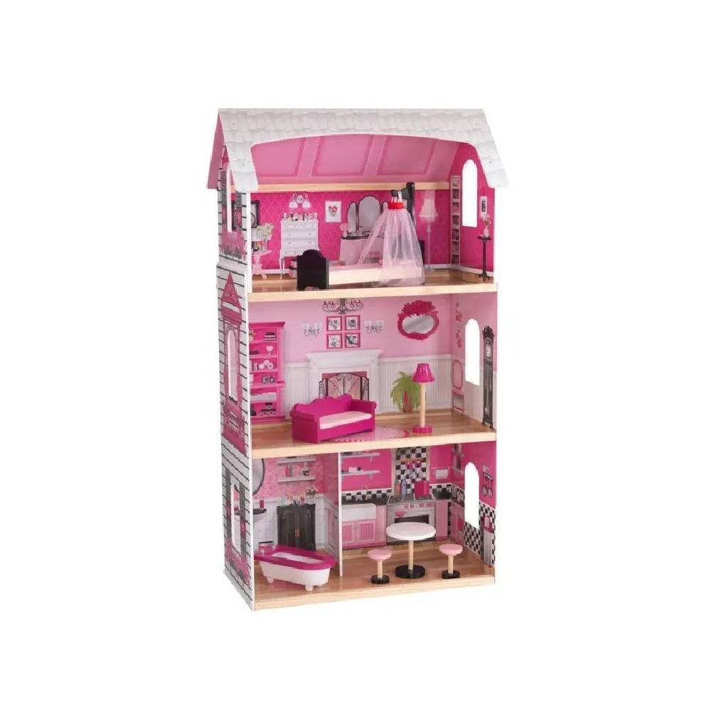 KidKraft Bonita Rosa Dollhouse – Wooden Dollhouse for Girls with Accessories