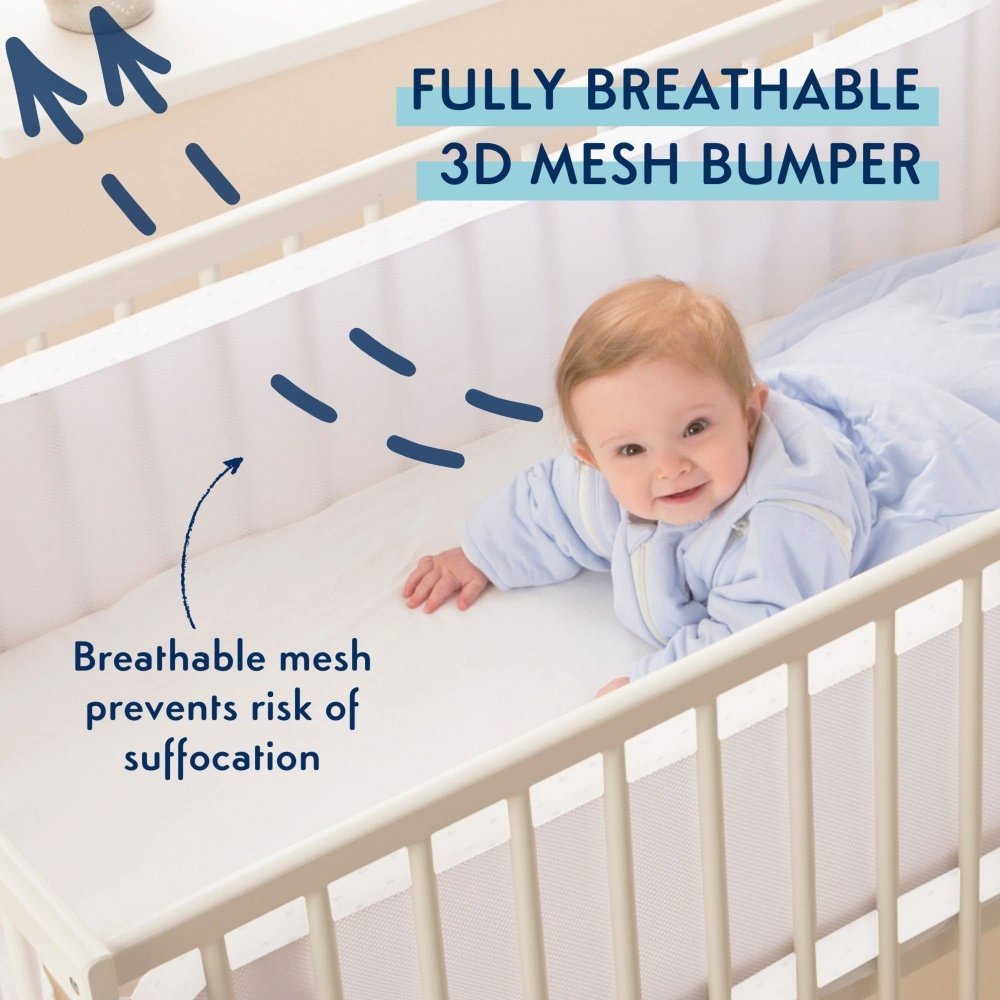 Purflo – Breathable cot bumper wraps 0m-up, Soft White