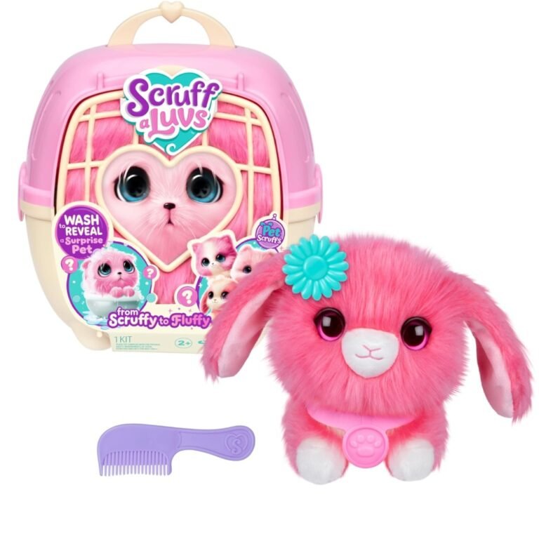 Scruffaluvs Pet Scruffs Pink Single Pack – Surprise Rescue Plush Toy for Kids