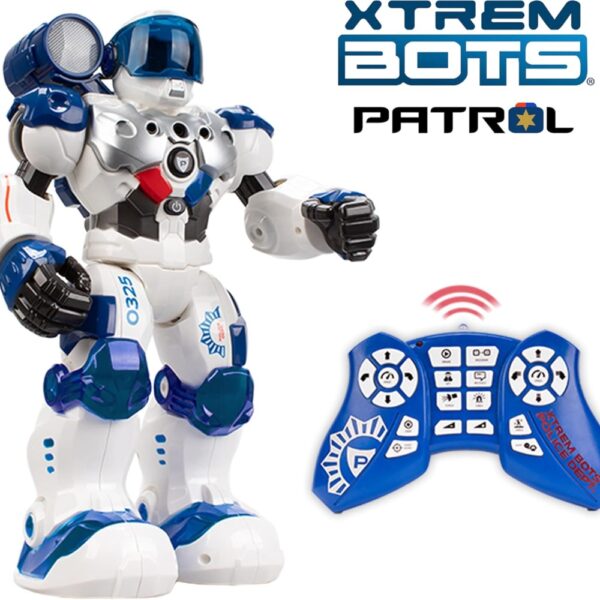 Xtrem Bots Patrol Bot RC Robot – Programmable Police Robot Toy with Lights & Sounds