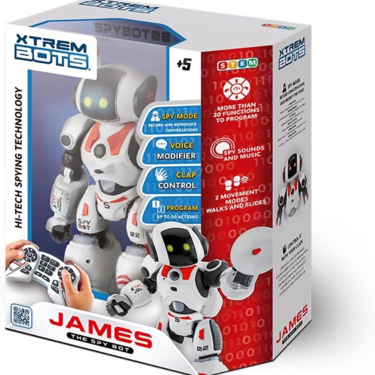 Xtreme Bots James the Spy Bot – Remote Control Interactive Robot Toy with Lights & Sounds
