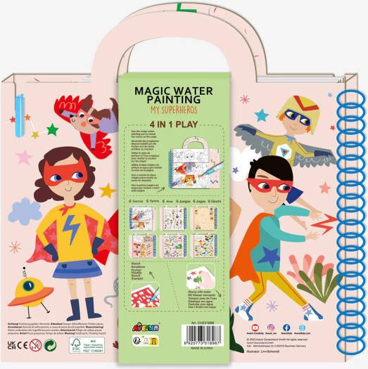Avenir – Magic Water Painting, My Superheros Multicolour | Ideal for rainy days, indoor play, mess-free painting, travel and holidays | Ideal for Ages 3+