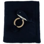 Bumble & Bird – Knitted Blanket With Rattle – Blue