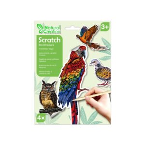 Avenir - Scratch Stickers -Bird Multicolour | Decorate and colour the 4 ferocious stickers with scratch art | For ages 3 years+