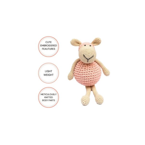 Happy Threads – Handmade Crocheted Cheerful Sheep (5 inch) – Pink
