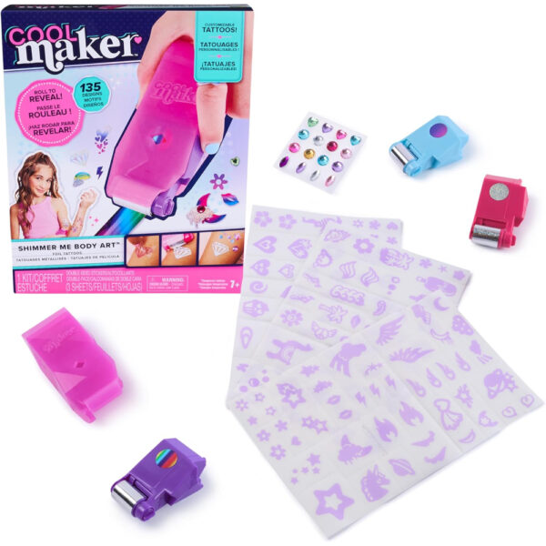 Cool Maker Shimmer Me Body Art Studio – DIY Temporary Tattoos Kit for Kids with Shimmer Foils & Design Cartridges