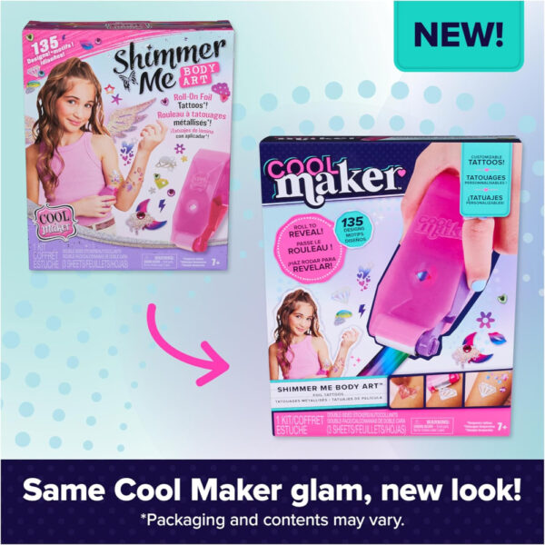 Cool Maker Shimmer Me Body Art Studio – DIY Temporary Tattoos Kit for Kids with Shimmer Foils & Design Cartridges