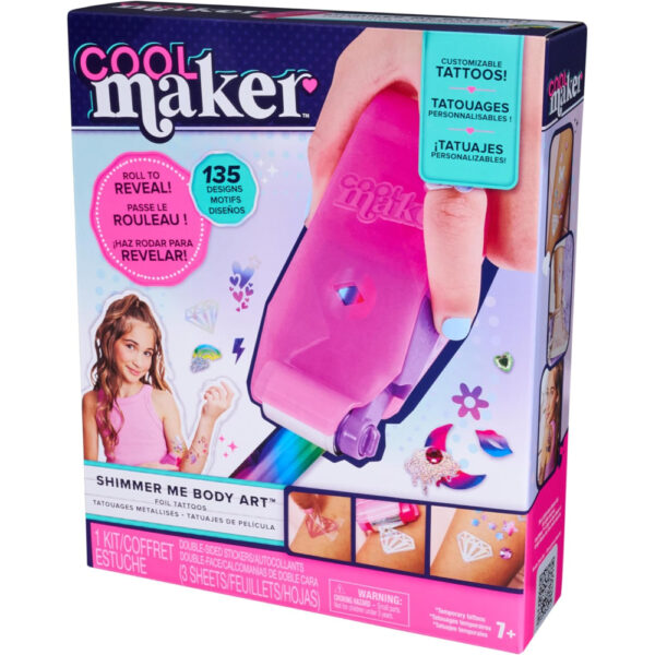 Cool Maker Shimmer Me Body Art Studio – DIY Temporary Tattoos Kit for Kids with Shimmer Foils & Design Cartridges