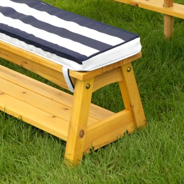 KidKraft Outdoor Wooden Table & Bench Set with Cushions & Umbrella – Kids Patio Furniture