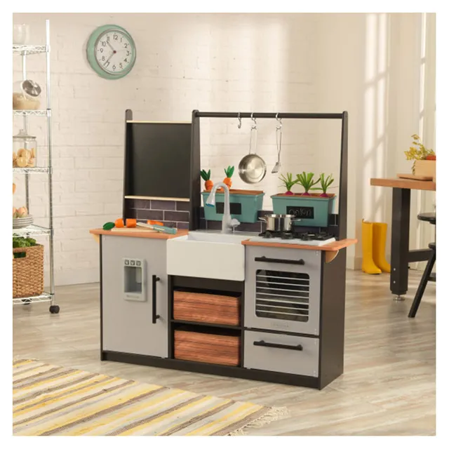 KidKraft Farm to Table Kitchen Playset - Wooden Pretend Play Kitchen for Kids