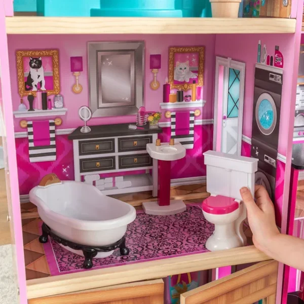 KidKraft Shimmer Mansion Dollhouse with Furniture – Large Wooden Dollhouse for Pretend Play, 4 Levels, Fits 12-Inch Dolls