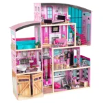 KidKraft Shimmer Mansion Dollhouse with Furniture – Large Wooden Dollhouse for Pretend Play, 4 Levels, Fits 12-Inch Dolls