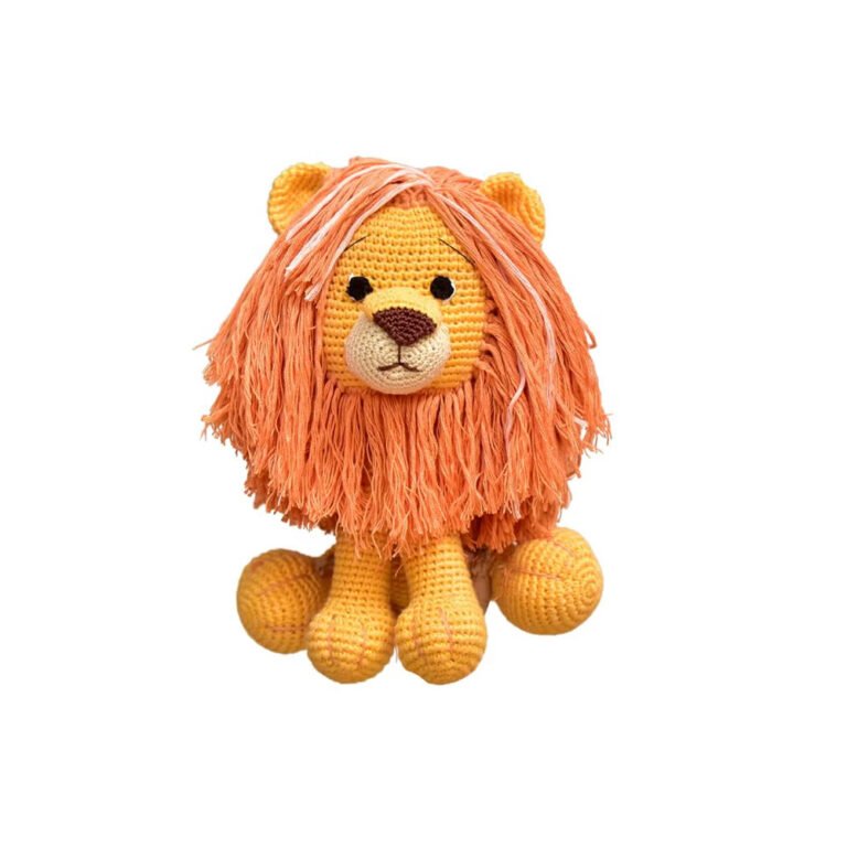 Happy Threads - Handmade Crocheted Cute Handmade Asad the Lion (10 inch) – Orange | Crochet Toys | Child Safe | for Babies 6 Months & Above | Dolls for Boys/Girls| For Birthday Gift | Decorative Items for Room