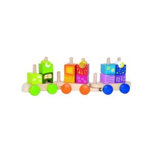 Hape - Wooden Fantasia Blocks and Train Cars - Set of 17pcs