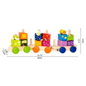 Hape - Wooden Fantasia Blocks and Train Cars - Set of 17pcs