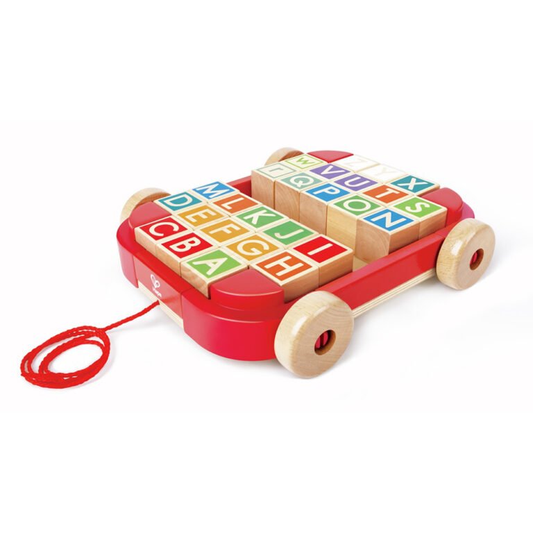Hape - Wooden Pull-Along Cart With Stacking Blocks