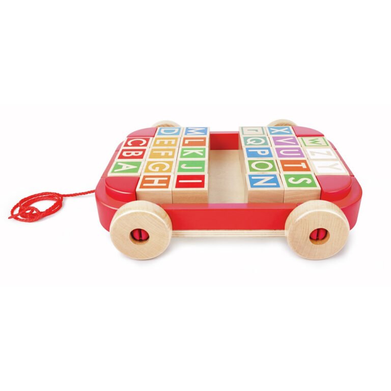 Hape - Wooden Pull-Along Cart With Stacking Blocks