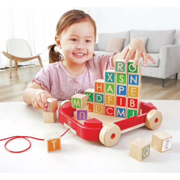 Hape – Wooden Pull-Along Cart With Stacking Blocks