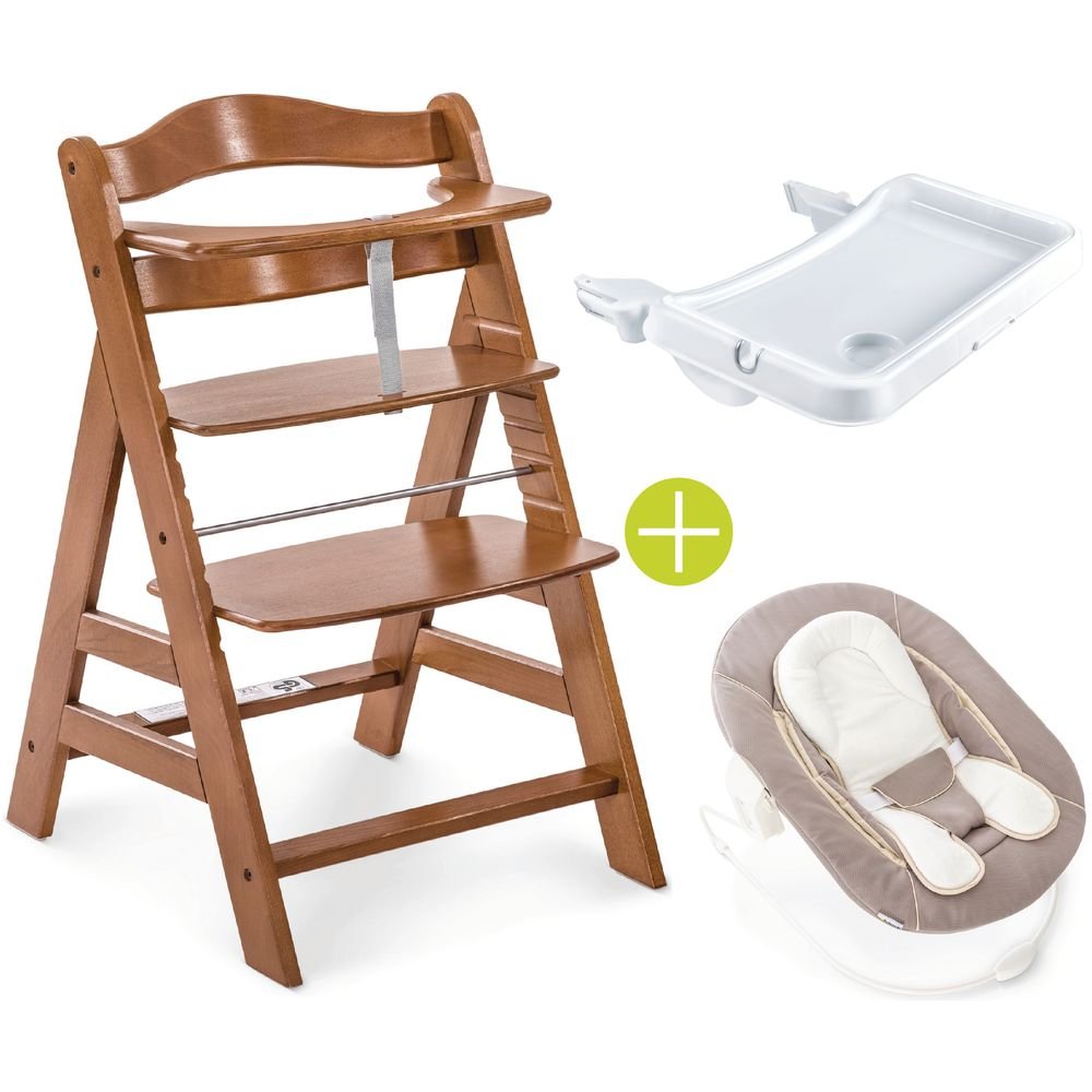 Hauck – Alpha+ 3-Piece Newborn Set – Walnut & Stretch Beige