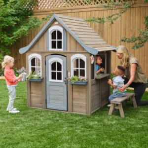 KidKraft Forestview II Wooden Outdoor Playhouse with Kitchen, Mailbox & Working Doors