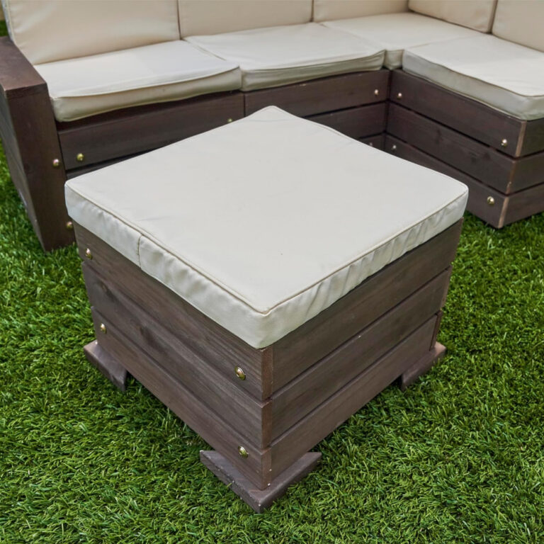 KidKraft Kids Outdoor Sectional Sofa Set with Ottoman and Umbrella - Bear Brown Patio Furniture