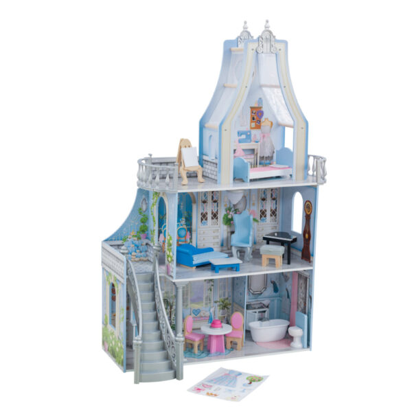 KidKraft Magical Dreams Castle Dollhouse – Wooden Toy Playhouse with EZ Kraft Assembly