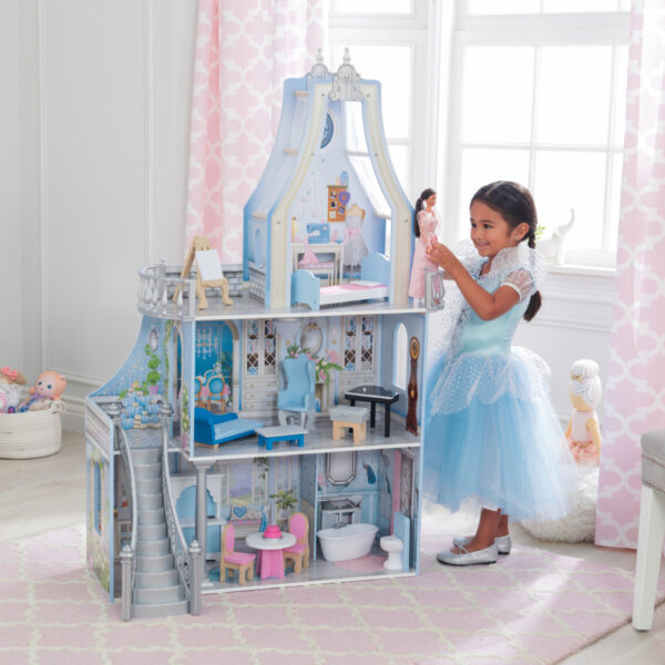 KidKraft Magical Dreams Castle Dollhouse – Wooden Toy Playhouse with EZ Kraft Assembly