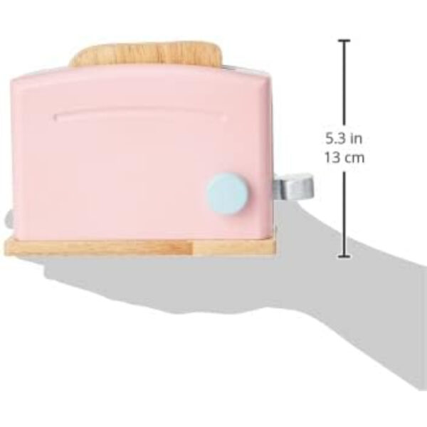 KidKraft Pastel Toaster Set – Wooden Pretend Play Kitchen Toy with 8 Pieces