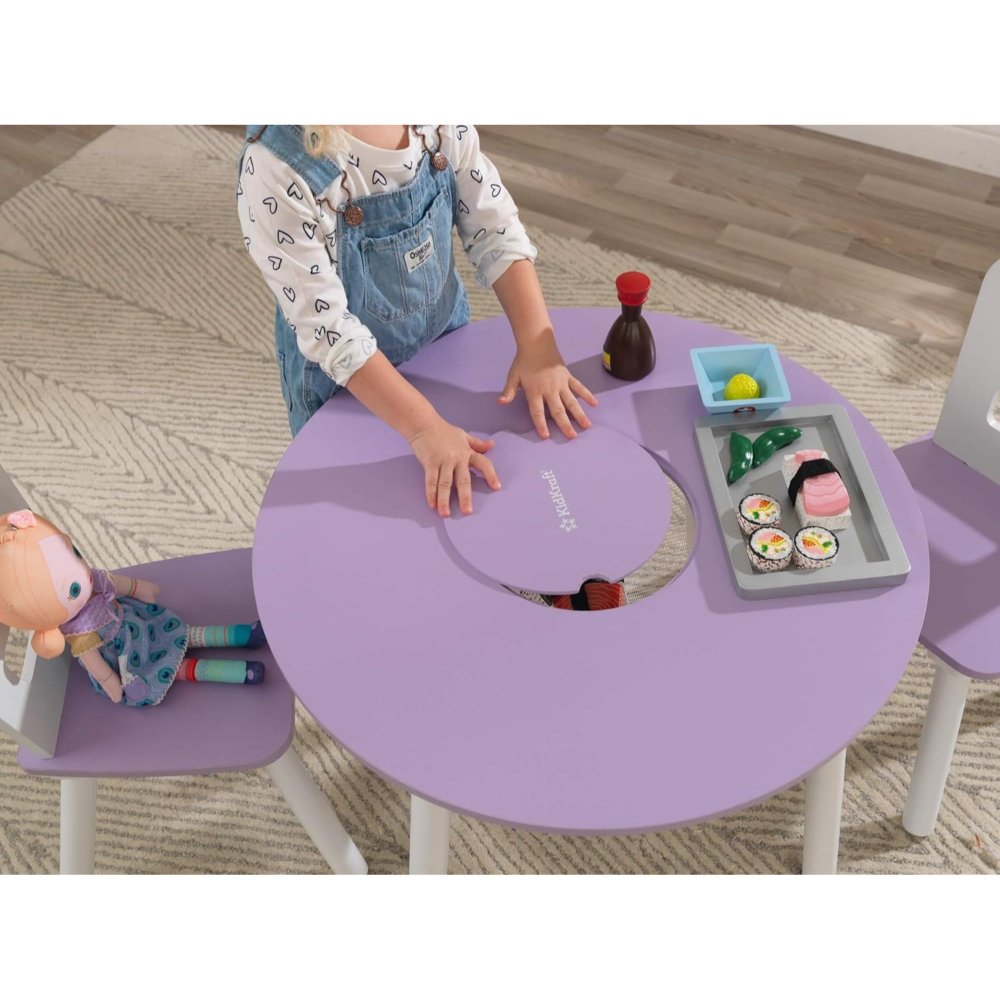 Kidkraft Round Storage Table & 2 Chair Set – Lavender