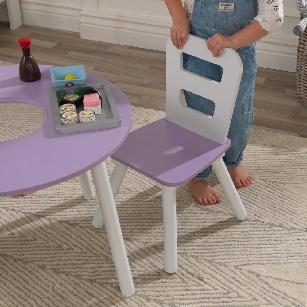 Kidkraft Round Storage Table & 2 Chair Set – Lavender