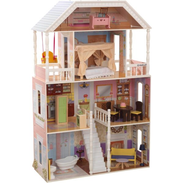 KidKraft Savannah Dollhouse – Wooden Dollhouse for 12-Inch Dolls with Furniture