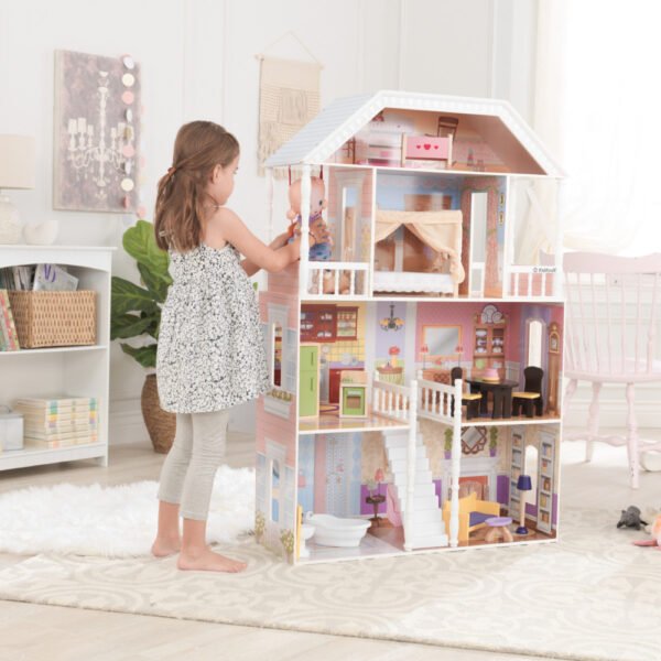 KidKraft Savannah Dollhouse – Wooden Dollhouse for 12-Inch Dolls with Furniture