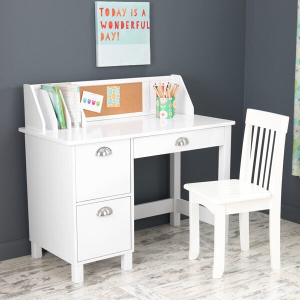 Kidkraft – Wooden Study Desk with Chair – White