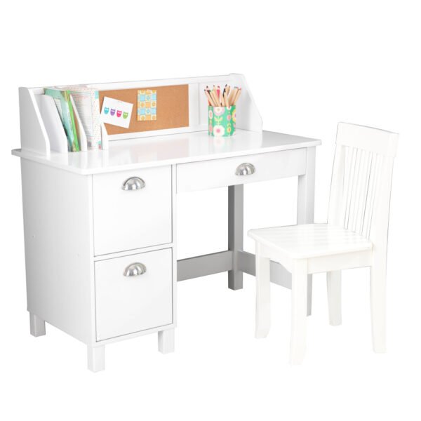 Kidkraft – Wooden Study Desk with Chair – White