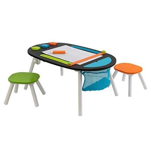 KidKraft Grey Deluxe Chalkboard Art Table with Stools