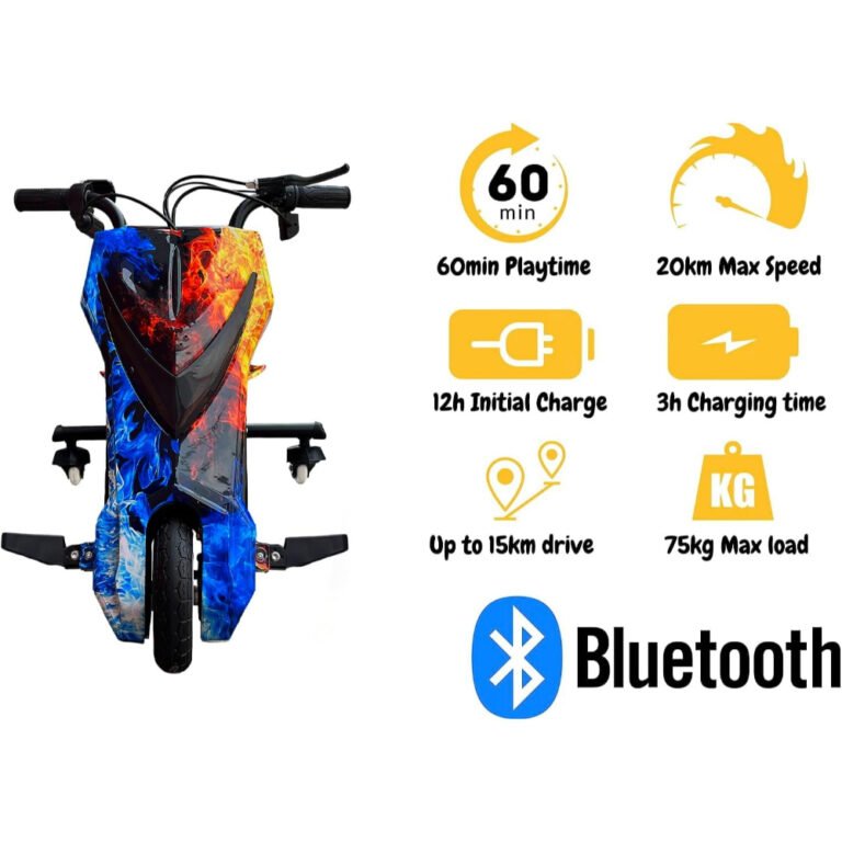 MyToys 36V 3-Wheel Drifting Electric Scooter – 3 Driving Modes, Bluetooth Speaker, LED Lights, Shock Absorber, Safety Gear, Speed Up to 20KM/h for Kids & Adults