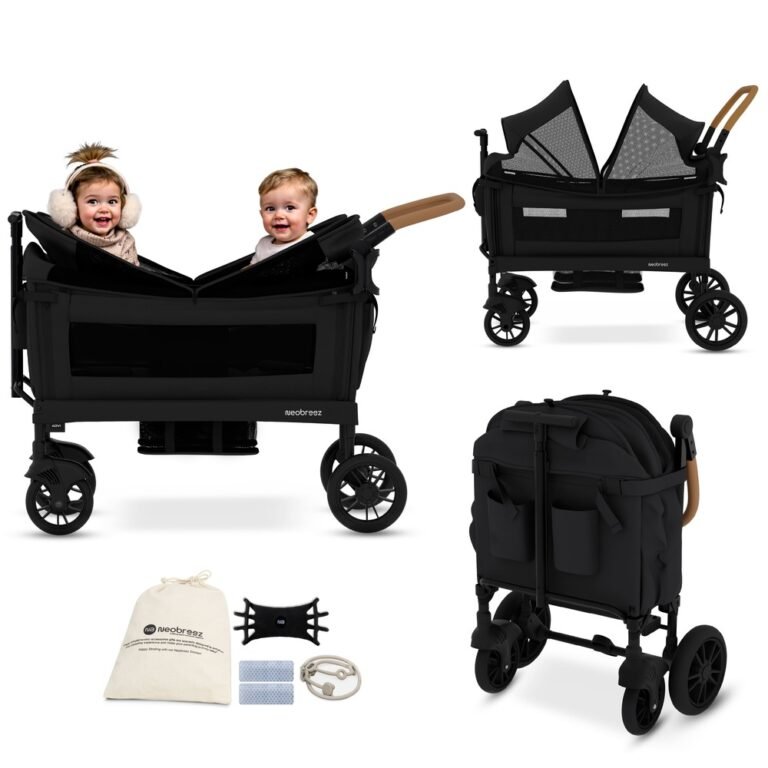 Neobreez -ADVI Wagon Cargo Push & Pull Foldable Double Stroller For 2 Kids - Black