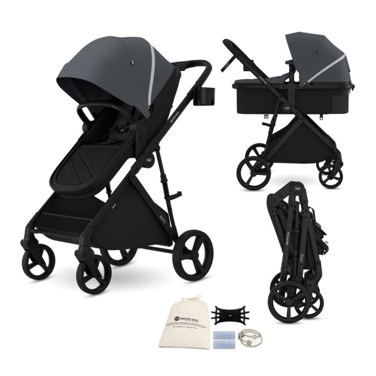 Neobreez - HEXA 2-in-1 Convertible Travel System Pram Stroller - Gray/Black