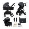 Neobreez -HEXA3X 3 in 1 Convertible Baby Pram Travel System Stroller with Car Seat -Gray/Black