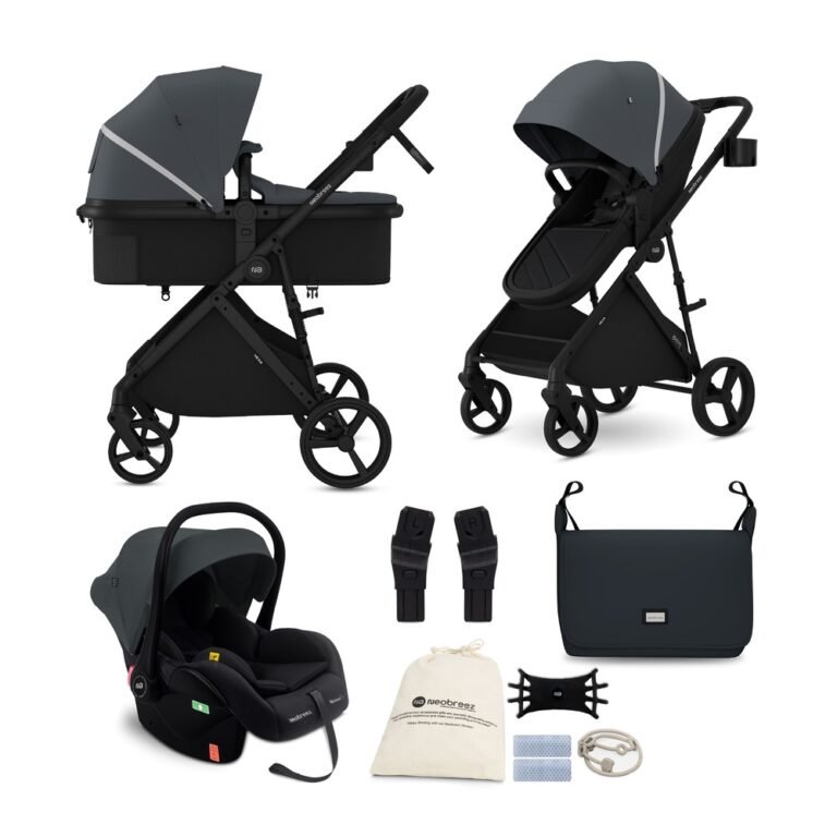 Neobreez -HEXA3X 3 in 1 Convertible Baby Pram Travel System Stroller with Car Seat -Gray/Black