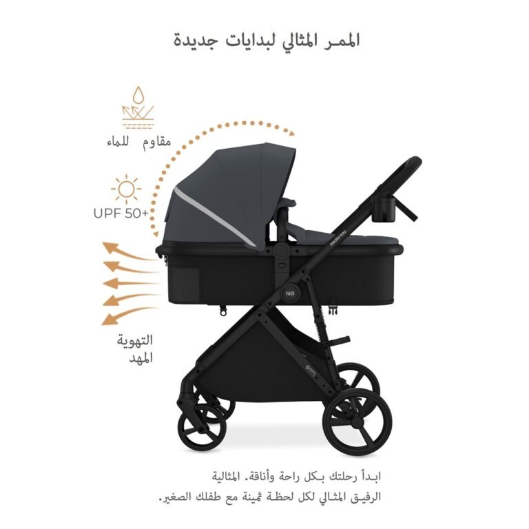 Neobreez -HEXA3X 3 in 1 Convertible Baby Pram Travel System Stroller with Car Seat -Gray/Black