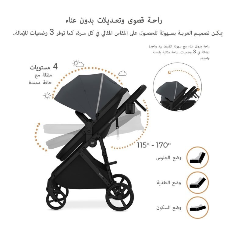 Neobreez -HEXA3X 3 in 1 Convertible Baby Pram Travel System Stroller with Car Seat -Gray/Black