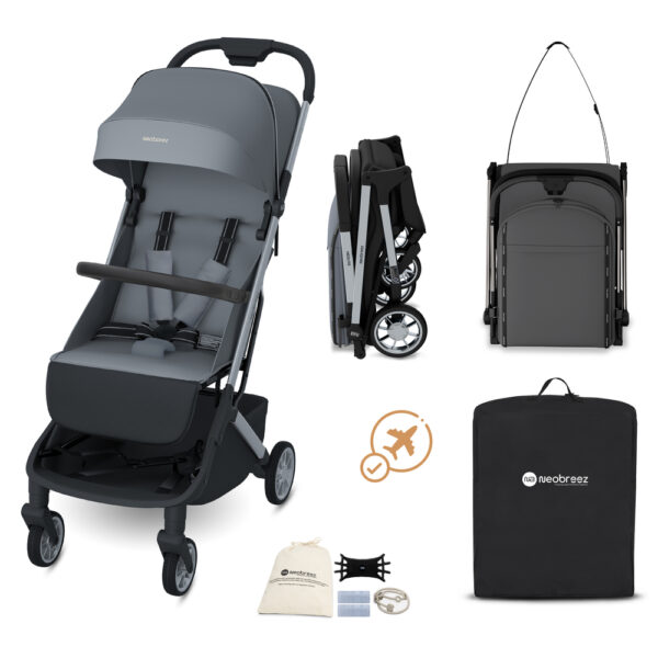 Neobreez – Neolite Ultra-Lightweight Cabin Size Travel Stroller – Grey/Black