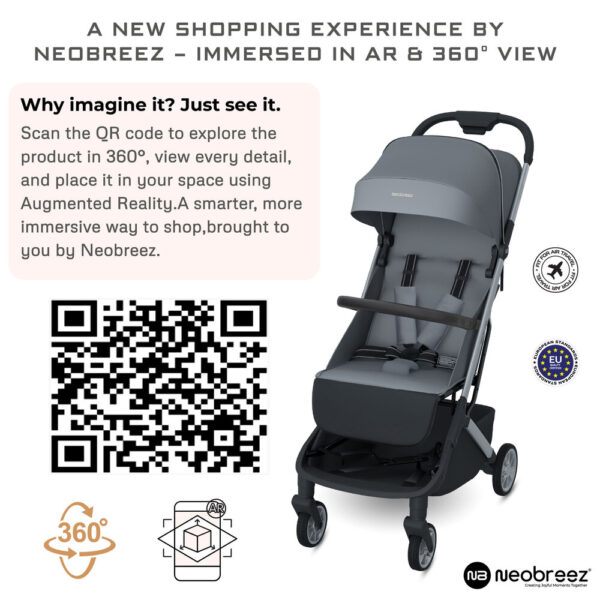 Neobreez – Neolite Ultra-Lightweight Cabin Size Travel Stroller – Grey/Black