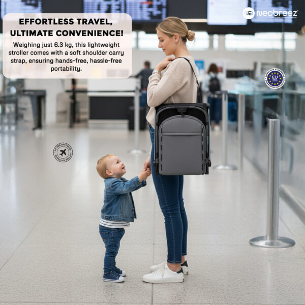 Neobreez – Neolite Ultra-Lightweight Cabin Size Travel Stroller – Grey/Black