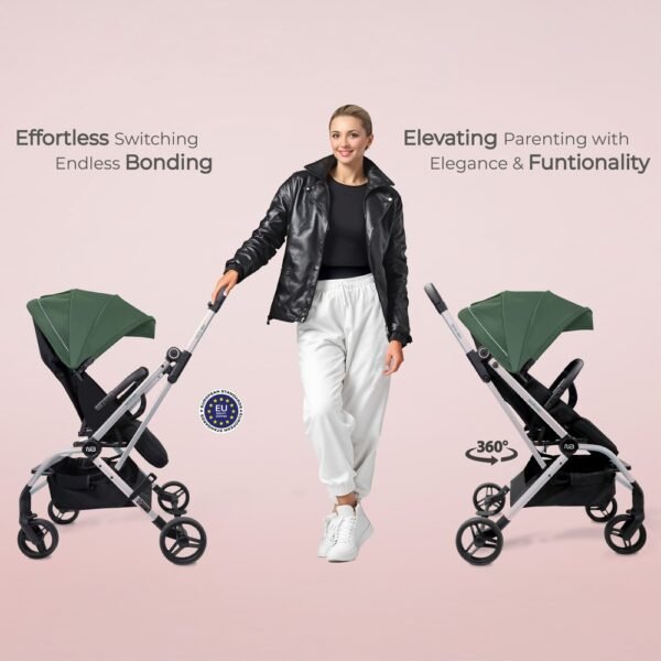 Neobreez – OCTA 360° Rotate Seat Lightweight Compact Travel Toddler Baby Stroller -Olive Green / Black