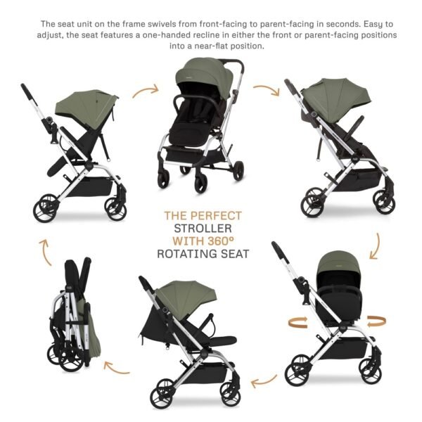 Neobreez – OCTA 360° Rotate Seat Lightweight Compact Travel Toddler Baby Stroller -Olive Green / Black