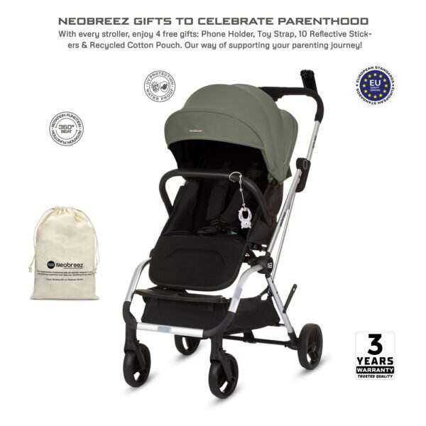 Neobreez – OCTA 360° Rotate Seat Lightweight Compact Travel Toddler Baby Stroller -Olive Green / Black