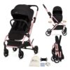 Neobreez – Octa 360° Rotating Seat Lightweight Compact Travel Stroller – Baby & Toddler – Black