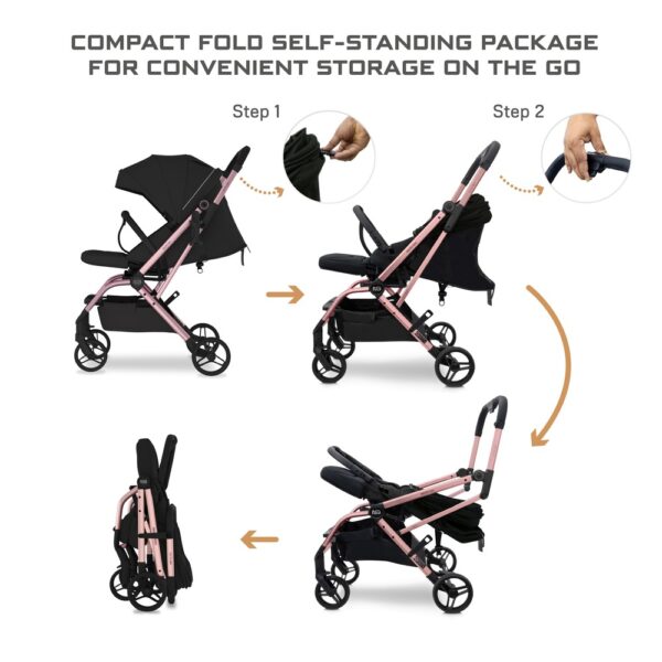 Neobreez – Octa 360° Rotating Seat Lightweight Compact Travel Stroller – Baby & Toddler – Black